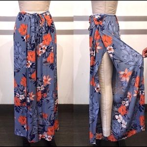 Floral wrap pants